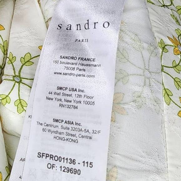 Sandro Magy Floral Jacquard Mini Dress Ivory Long Sleeve Shirtdress - Picture 14 of 15
